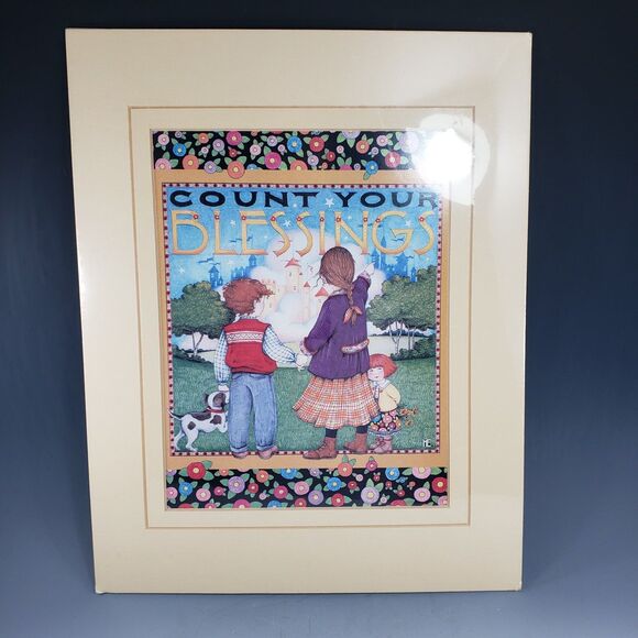 Mary Engelbreit 1983 COUNT YOUR BLESSINGS Matted 11 x 14 Sealed Lithograph VTG - Picture 6 of 8